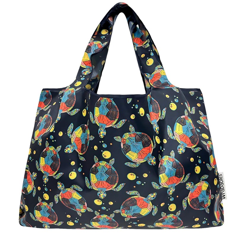 allydrew Large Foldable Tote Nylon Reusable Grocery Bags, Sea Turtles