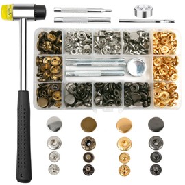 MIFOLEU 486PCS Snap Fasteners Kit, 12.5mm Heavy Duty Sewing Snaps, 304 Stainless Steel Button Snaps Press Studs with 4 Colors, 6 Professional Tools Leather Snap for Clothes, Thick Fabric, Bags
