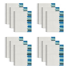 New Leaf Paper Large Spiral Bound Designer Notebooks, Bulk Pack of 12, Gray Keys Design, 11" x 9" 70 Sheets, 100% Recycled College Ruled Pages, Vegan, Made in USA