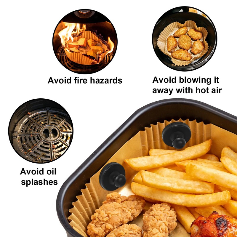 8pcs Air Fryer Magnets for Parchment Paper, Black Airfryer Liners