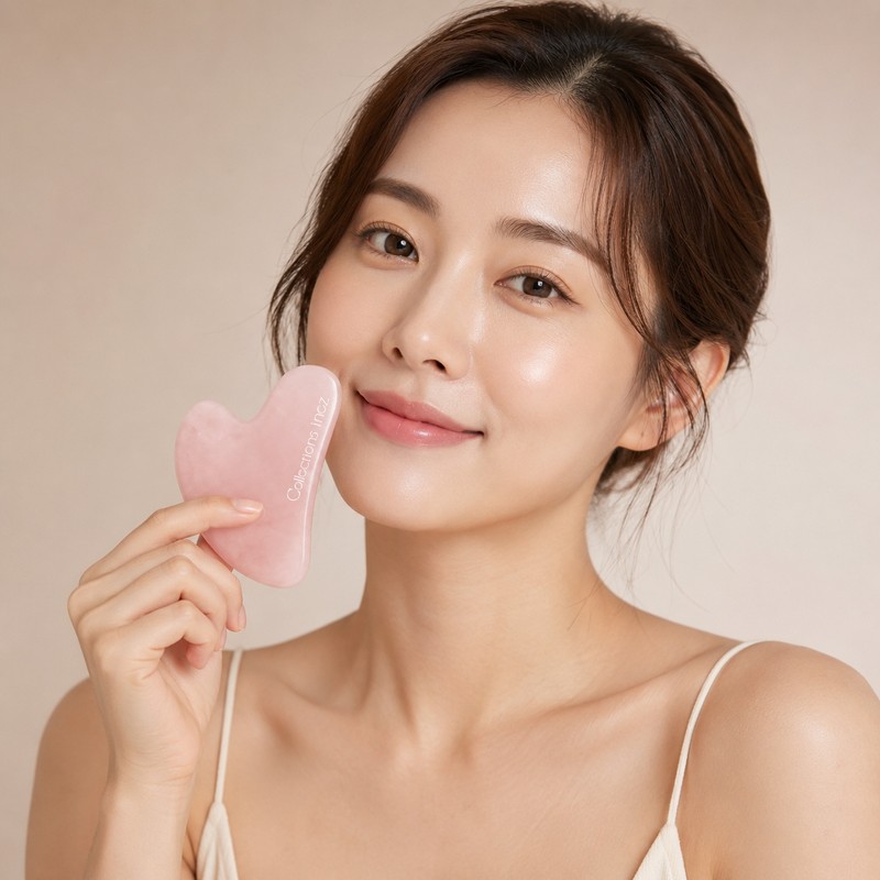 Gua Sha Rose Quartz Heart Massager Facial Meridian x 2