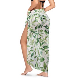 Tongluoye - Traje de baño para mujer, falda cruzada de gasa para playa, Verde (Green leaves), One Size