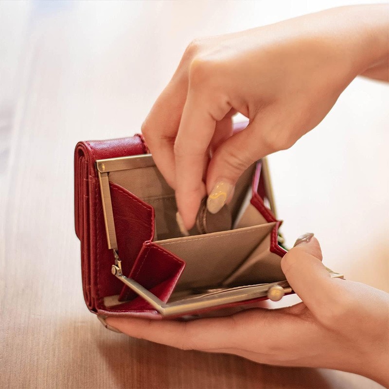 Trifold Wallet, Women's, Genuine Leather, Italian Leather, Coin Purse, Large