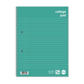 RHINO A4+ College Pad Notebook, 140 Page / 8mm Lined with Margin Writing Book, 1 Pack, Spiral Wirebound Pad, Education & Office Stationery Supplies