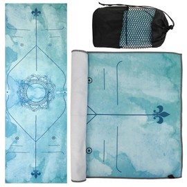 Yuilgdo Yoga Towels, Non Slip Hot Yoga Mat Towel with Grip Dots,Super-Absorbent Soft Microfiber Yoga Blanket for Pilates, Fitness and Workout 72inch x 24inch Blue