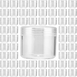 MUKLEI 150 recipientes de muestra, 20 gramos de muestra vacía de plástico redondo transparente, recipiente cosmético de tamaño de viaje con tapa para lociones, cremas, maquillaje