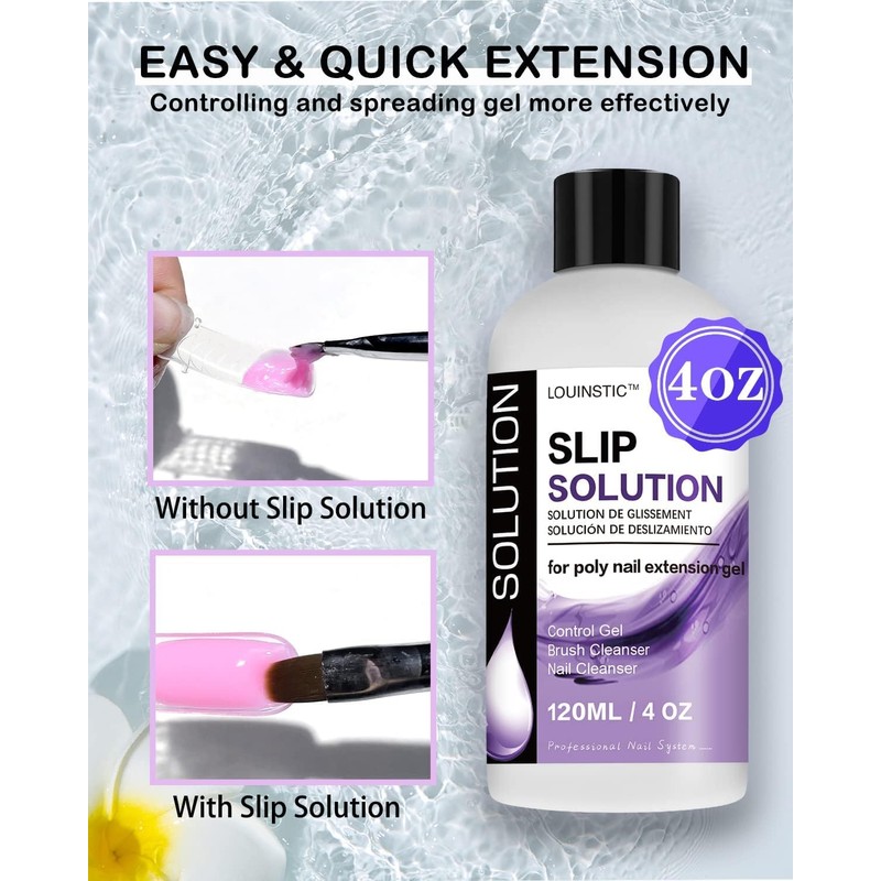 LOUINSTIC Poly Nail Gel Slip Solution - 120ml, 3 in