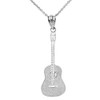 Acoustic Guitar Sterling Silver Music Charm Pendant Necklace, 20"