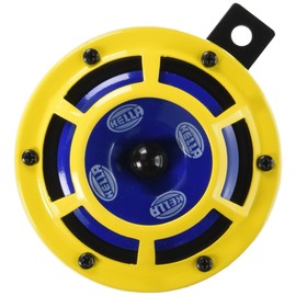 [Made by HELLA/Heller in Germany] Sharp Twin Tone (Disc Type) Horn [Sharp Twin Tone Horn] Color: Yellow (Outer)/Navy (Inner); Contents: Treble + Bass 2p Set, Vehicle Inspection Compatible; *HELLA is a