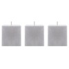 Mega Candles 3 pcs Unscented Solid Square Silver Pillar Candles,