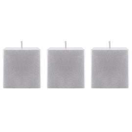 Mega Candles 3 pcs Unscented Solid Square Silver Pillar Candles, Hand Poured Premium Wax Candle 3 Inch x 3 Inch, Home Décor, Wedding Centerpieces, Occasions, Events, Festivities, Holidays, Altar