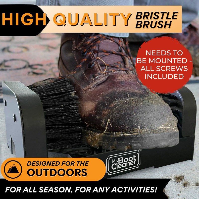 Heavy Duty Boot Brush Cleaner Outdoor Floor Mount or Portable
