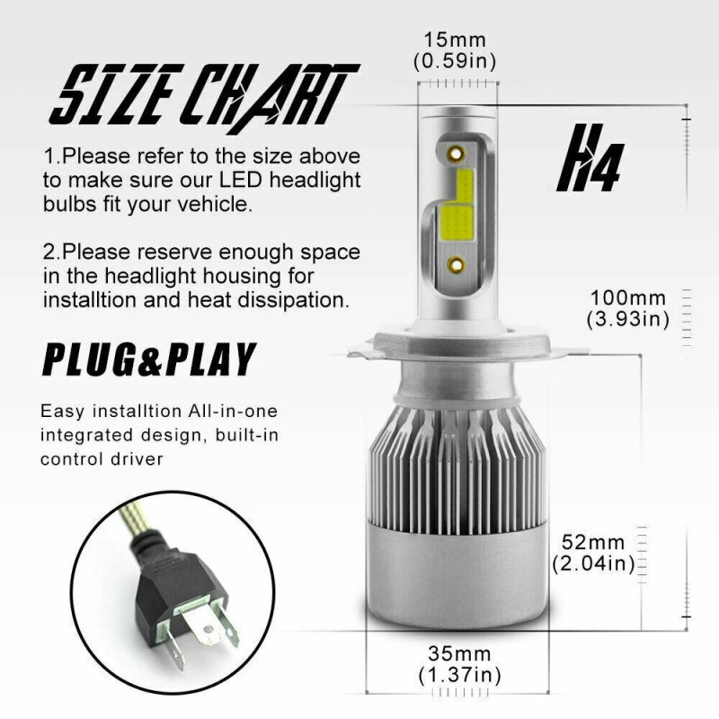 Bricologht 4x 5.75" 5-3/4" GLASS LED Headlights High-Low Beam For