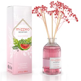 MIZZEO Reed Diffuser Set, Watermelon 6.76 fl oz Highly Scented Room Diffuser Home Fragrance Essential Oil Reed Flower Diffuser, House Bedroom Office Decor & Gifts