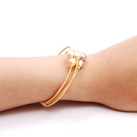 Fukugems Freshwater Pearl Bracelet for Women, Dainty Pearl Bracelet, Nice Gift for Mother and Girlfriend, Pearl, Quartz