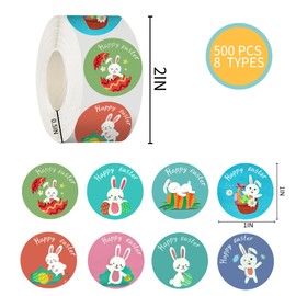 Easter Stickers,Easter Stickers for Gifts Eggs,1in 8 Types,500Pcs Per Roll