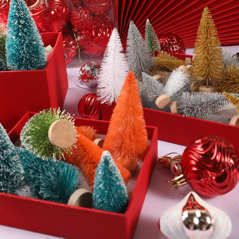 8 Pcs Artificial Mini Christmas Trees, Miniature Pine Trees Sisal