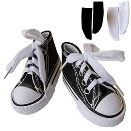 GeekDwarf [3-Piece Set] 1/3 Doll Shoes, Sneakers, Shoes, Black, Socks, Figures, Costumes, Clothes, Girls, School, Uniform (Shoes A, Black)