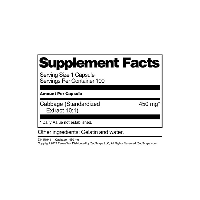 Terravita Cabbage - 450 mg (100 Capsules, ZIN: 519441)