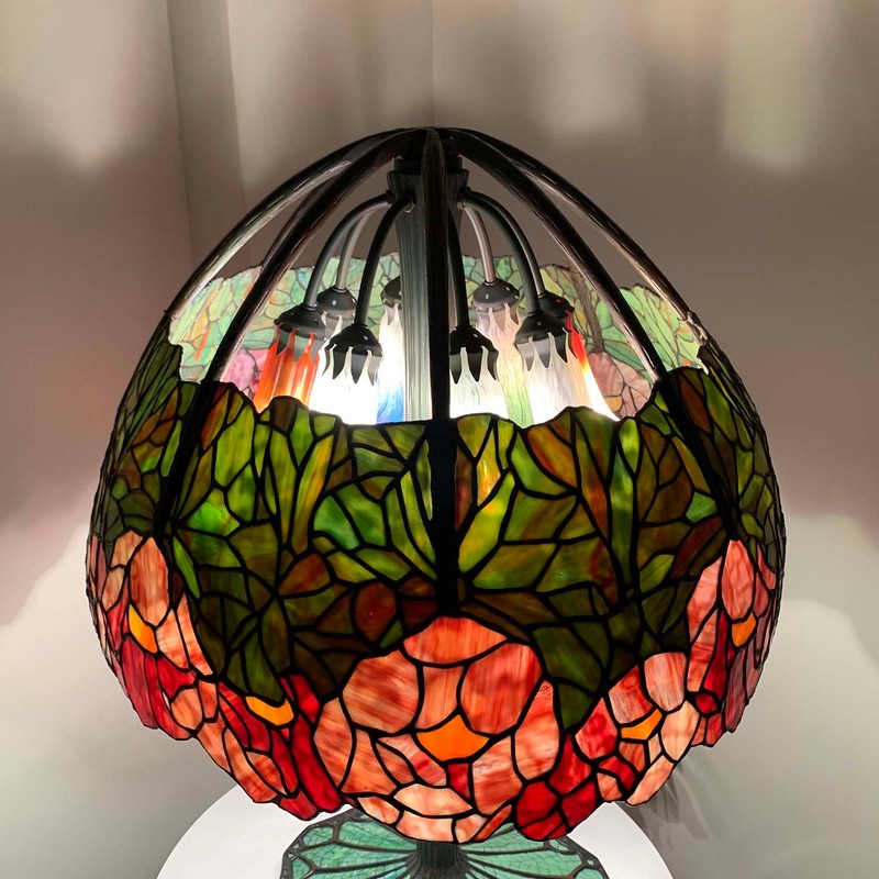 Bieye LS02 Lily Flower Blown Glass Lampshade (White Pink, Opening