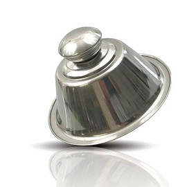 Kerafactum Burger Cloche Burger Cover for Cheeseburgers, Hamburger Steak Cover, Vegan Pattys Grilling, Cheese Cheese Melting, Stainless Steel Cover, Round Handle Made of Stainless Steel