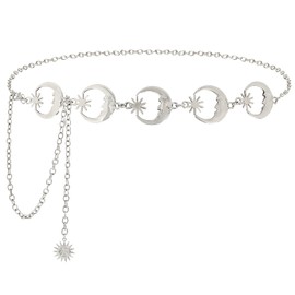 WERFORU Women's Fashion Waist Belt Metal Chain Belt Adjustable Waist Chain Hip Chain for Dresses, Metal