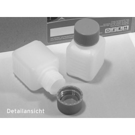 Octopus 10 x 50 ml Plastic Bottles, HDPE Plastic Bottles with Red Screw Caps, Empty Bottles with Red Screw Caps, Square Bottles with 10 Labelling Labels