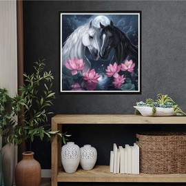 VAIIEYO - Kits de arte de diamantes de caballo 5D para adultos, pintura de diamantes, kit de pintura de diamantes, taladro completo, redondo de diamantes de imitación, lona para decoración de pared