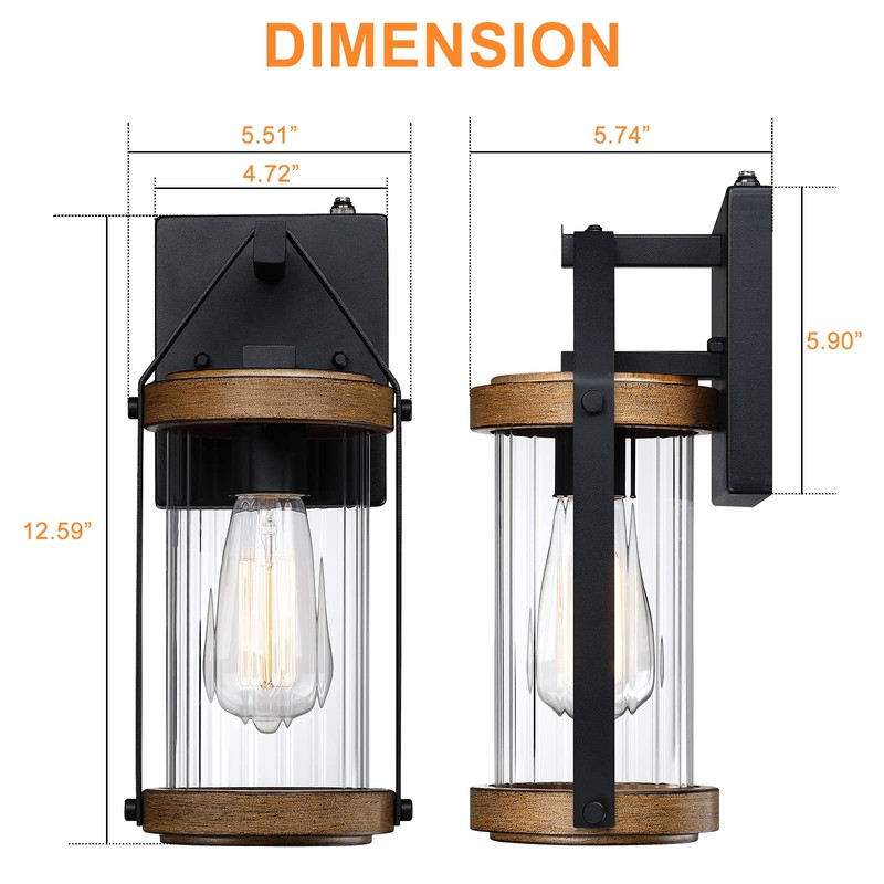 LONEDRUID 2 Pack Dusk to Dawn Outdoor Wall Light Fixtures