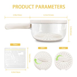 Fruit Washing Bowl with Strainer with 15 Pcs Food Storage Bags, 2 in 1 Fruit Drainer Container with Handle for Kitchen and Fridge, Colanders & Food Strainers with Lockable Lid, White