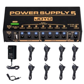 JOYO Guitar Pedal Power Supply Rechargeable with 8 Isolated Outputs DC 9V 12V 18V (100mA, 500mA) and USB Jack for Pedalboard Effect Pedals (JP-05)