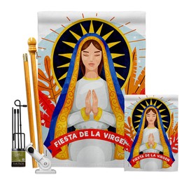 Angeleno Heritage Fiesta De La Virgen Garden House Flag Kit Religious Faith Hope Grace Peace Dove Christian Religion Easter Decoration Banner Small Yard Gift Double-Sided, Made in USA