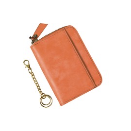 Coin Purse, Men's, Box-type, Genuine Leather, Pueblo Leather, Coin Case, Small, Can Store Bills and Cards, Compact, Mini Wallet, For Men, orange