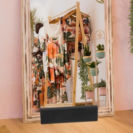 Angoily Wooden Floor Mirror Support Stand,Wooden Artwork Rack Full Length Mirror Stand Holder Wood Display Mount Display Support Base Floor Mirror Bracket, Floor Mirror Support Stand