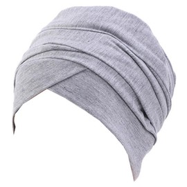African Turban Head wraps for Women - Pre tied Soft Long Headscarf Shawl Hair Chemo Headwear Grate For Daily Use (Polyester, Gray)