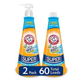Arm & Hammer Plus Oxiclean Super Concentrated Laundry Detergent, 2 X 15.27 Oz Bottles with Reusable Pump (60 Loads), 30.54 Oz