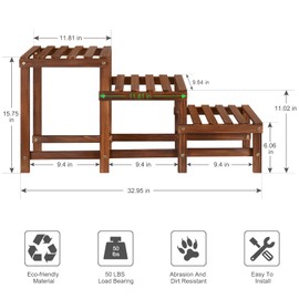 Jotboom 3 Tiers Plant Stand Indoor,Wood Plant Stands for Indoor Plants Multiple,Corner 3 Steps Ladder Plant Shelf High Low Flower Stand Planter Display Rack for Patio Balcony Living Room
