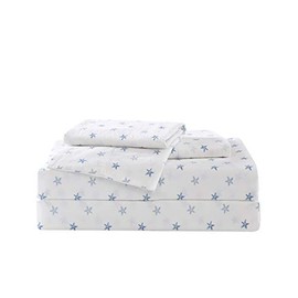 Tommy Bahama | Starfish Treasure Collection | Bed Sheet Set - Crisp & Cool 100% Washed Cotton Lightweight Bedding, King, Blue