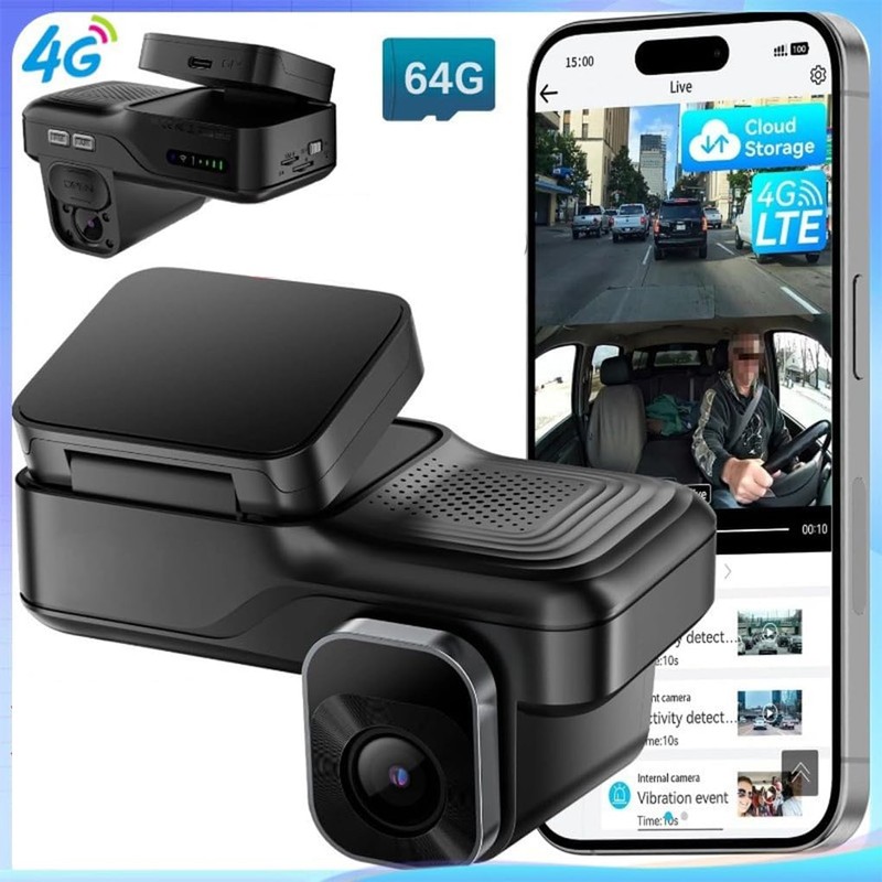 SUIOPPYUW Drive LTE Dash Cam with 24-Hour Parking Monitoring Supporting