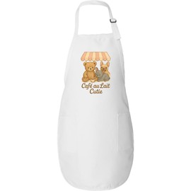 inktastic Cafe Au Lait Cutie Teddy and Puppies Adult Apron White 46520