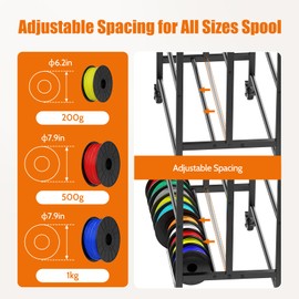 3D Printer Filament Cart, 2 Rows Filament Storage Rack Shelf for PLA/TPU/ASA/Nylon Filament Metal Storage Rack with Storage Board, 3D Printer Accessories for Workshop Garage Office Storage Tire Rack