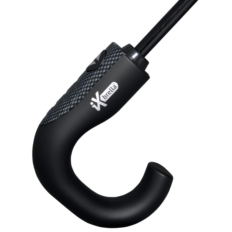 iX-brella Men's Pocket Umbrella Open-Close Automatic Round Hook Handle, Carbon