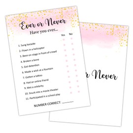 Ever or Never - Adult Birthday Party Games Decoration Party Games for Adult Friend, Birthday Party Activities Sleepover Party Favor Supplies for Adult, 20 Birthday Games Card Set -07