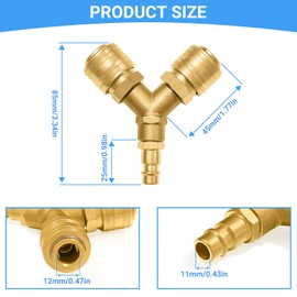 Compressed Air Distributor 2-Way Compressed Air Switch with 2 Compressed Air Couplings 1/4, NW 7.2, 1/4 Inch Air Hose Compressor Quick Coupler Distributor