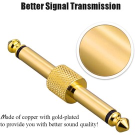 Greluma 4pcs 6.35mm Professional Guitar Pedal Coupler 1/4" TS Guitar Effects Pedal to Pedal Connector Straight Type Gold Plated