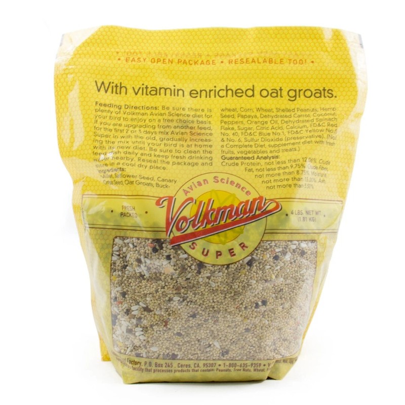 Volkman Avian Science Super Cockatiel Food No Sunflower Bird Seed