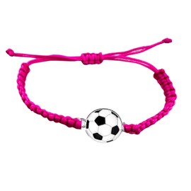 Soccer Bracelet, Soccer Jewelry, Adjustable Unisex Soccer Paracord Bracelets - Soccer Gift (Hot Pink)