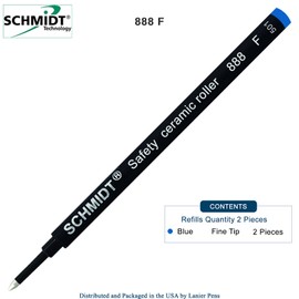 Blue Schmidt German Roller Pen Refill Safety Ceramic Roller 888 F (2 Pieces)