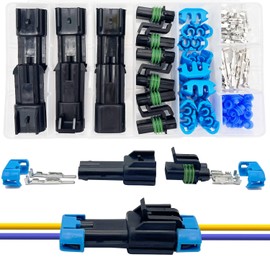 Twippo 14-12 AWG 2 Pin Connector Weather Pack Connectors Kit 2 Wire Waterproof Automotive Electrical Plug Connectors Quick Connect and Disconnect (6 Sets)