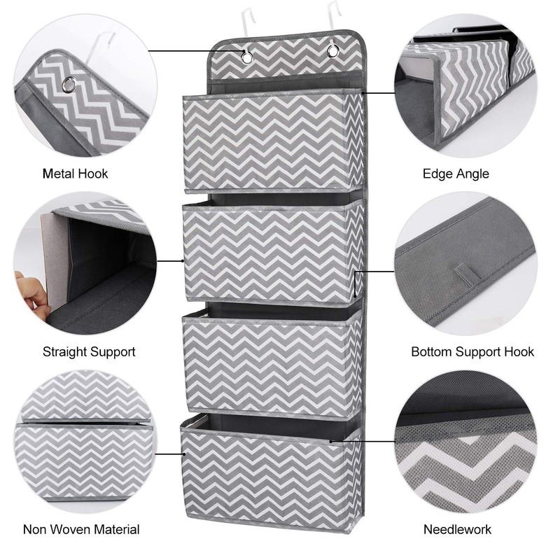 MaoXinTek Over Door Hanging Storage Organizer 4 Pocket Wall Mount